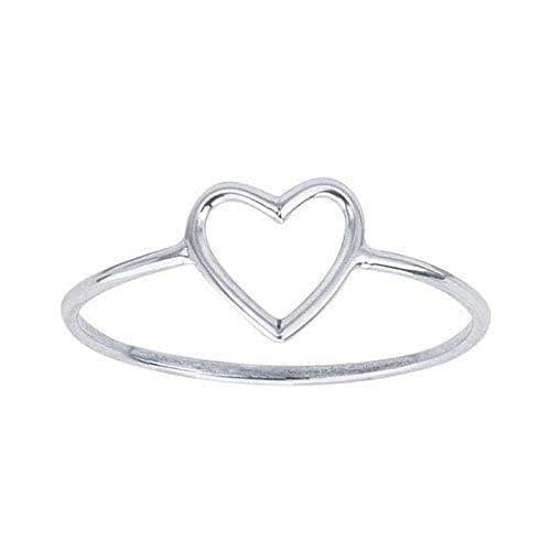 Sterling Silver Open Heart Ring - 6
