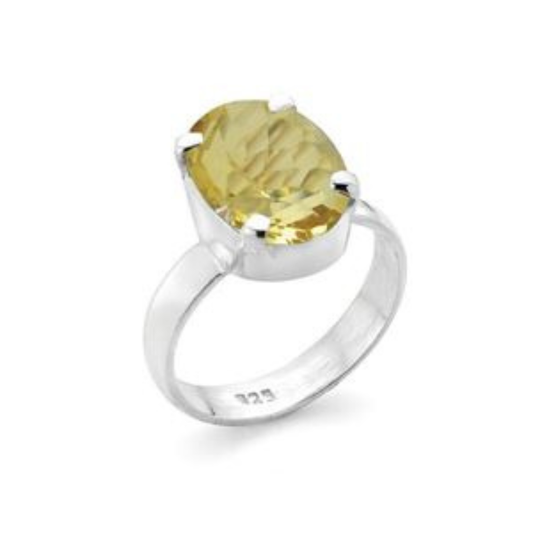 Citrine Claw Set Sterling Silver Ring
