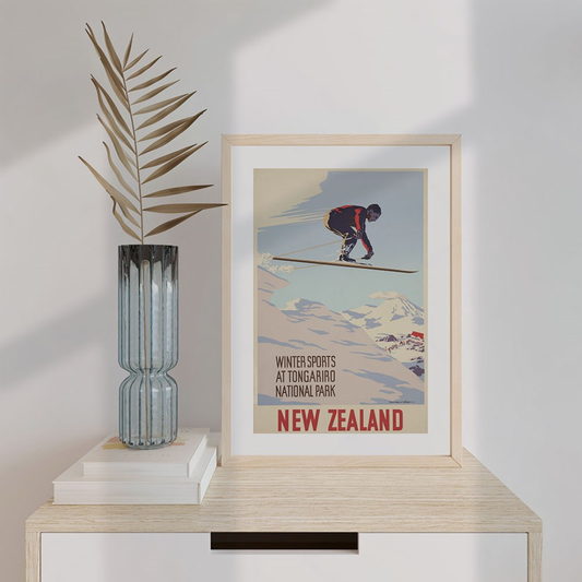 A3 1930's Tourism Advertising Tongariro Winter Sports