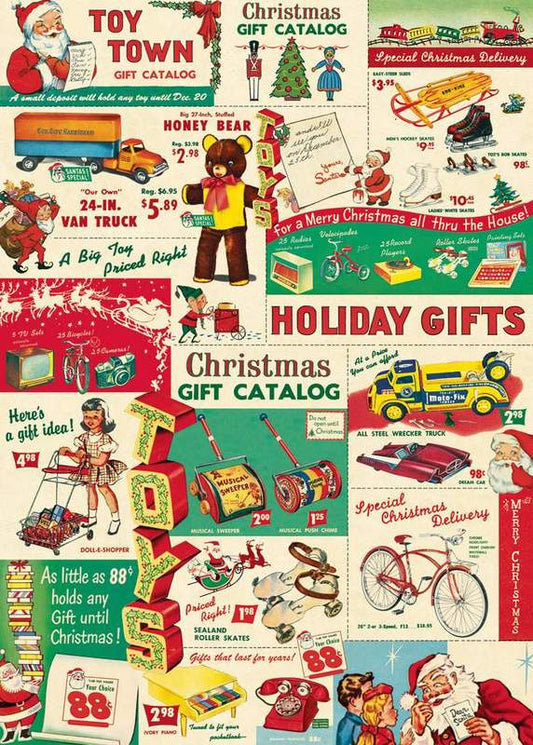 Cavallini Poster or Gift Wrap -  Christmas Toy Catalogue